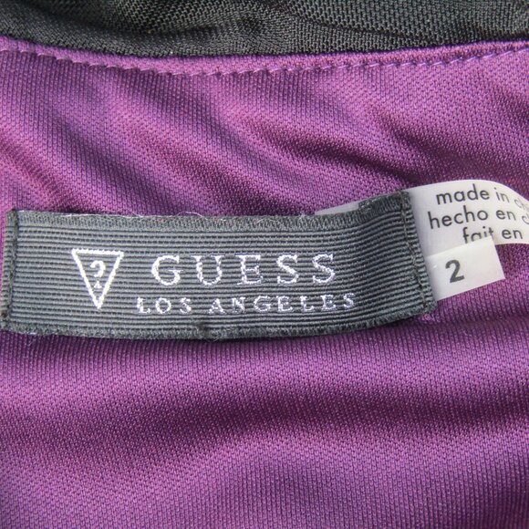 Guess Black Purple Dress Mesh Cocktail Size 2 - Picture 8 of 8